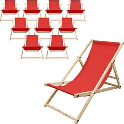 houten klapstoel 3 ligposities tot 120 kg rood