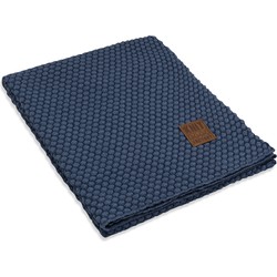 Knit Factory Juul Gebreid Plaid - Woondeken - Kleed - Jeans/Indigo - 160x130 cm