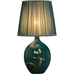 Fine Asianliving Chinese Tafellamp Porselein Teal Bloemen Handgemaakt