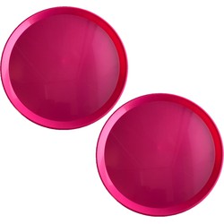 2x stuks roze rond dienbladen/serveerbladen van kunststof 34 cm - Dienbladen