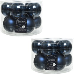 Kerstboomversiering donkerblauwe kerstballen van glas 6 cm 20x stuks - Kerstbal