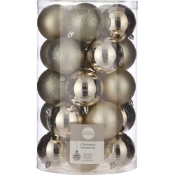 50x Kunststof kerstballen licht champagne 8 cm - Kerstbal