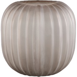 PTMD Levente Sand Carved Glass Round Vase Ribbed Low