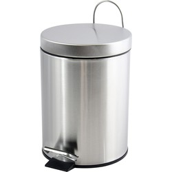 MSV kleine pedaalemmer - rvs - zilver - 3L - 16 x 25 cm - Badkamer/toilet - Pedaalemmers