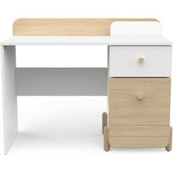 Bureau 1 tiroir et 1 porte ouvrante blanc et décor chêne L103,4 cm - EDAJ