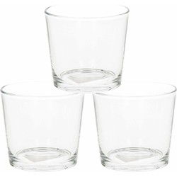 Theelichthouder - 3x - 10 x 9 cm - glas - waxinelichthouder - kaarsenhouder - Waxinelichtjeshouders