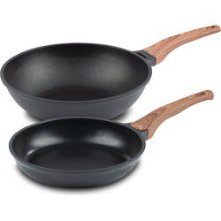 Rosmarino Black Line Koekenpan 28cm + wokpan 30cm - Pannenset inductie