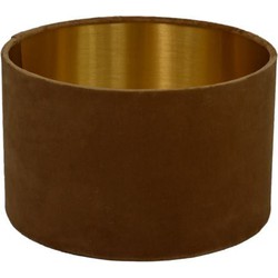 HSM Collection-Ronde Lampenkap-ø32x20-Beige/Goud-Stof