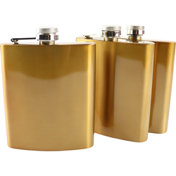 HIXA Heupfles - 3 Stuks - Flacon - Veldfles - RVS - Drinkfles - Platvink - 200ml - Goud