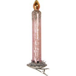 Clayre & Eef Kersthanger Ø 4x14 cm Roze Glas