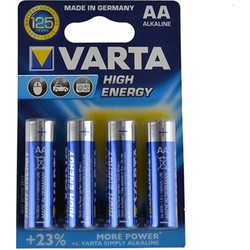 Varta Alkaline AA batterijen high energy 1.5 V - 4x stuks - Penlites - Penlites AA batterijen