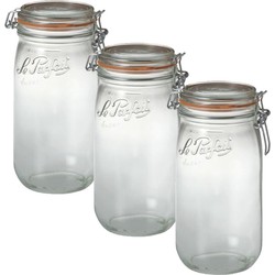 Set van 7x stuks luchtdichte weckpot transparant glas 1.5 liter - Weckpotten