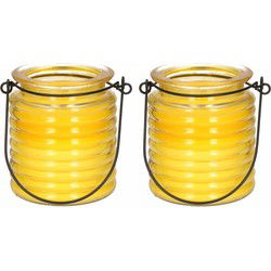 Citronellakaars - 2x - in geel glas - 8 cm - insecten verjagen - geurkaarsen