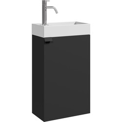 Badplaats Toiletmeubel Apollo 40 x 22 cm - Mat Zwart - Fonteinmeubel met Wastafel