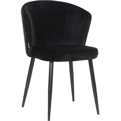 LABEL51 Eetkamerstoel Wave - Zwart - Fluweel - Black Frame