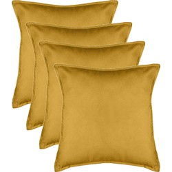 Atmosphera Bank/sierkussens huiskamer Sophia - 4x - 52 x 52 cm - Okergeel - polyester - met rits - Sierkussens