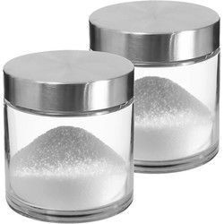 Secret de Gourmet Voorraadbus/voorraadpot - 2x - 0,75L - glas/RVS - Voorraadpot