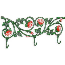 A PAIR OF CAST IRON COAT HOOKS