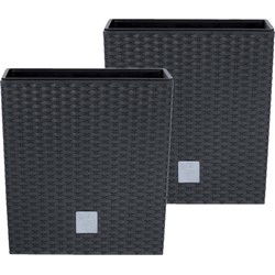 Prosperplast Plantenbak Rato - 2x - antraciet - kunststof - 20 cm - Plantenpotten
