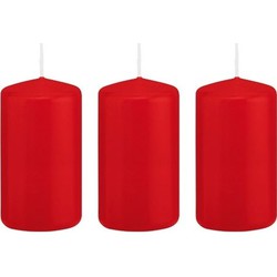 3x Kaarsen rood 5 x 10 cm 23 branduren sfeerkaarsen - Stompkaarsen