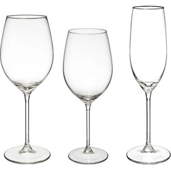 Set van 18x wijnglazen en champagneglazen Lina 210/410/540 ml van glas - Wijnglazen