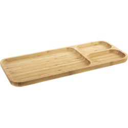Bamboe houten 3-vaks serveerplank/serveerbord 39 x 16 x 2 cm - Serveerplanken