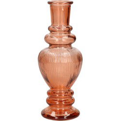 Ideas 4 Seasons Bloemenvaas Venice - voor kleine stelen/boeketten - gekleurd sierglas - ribbel oranje - D5.7 x H15 cm - Vazen