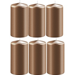 8x Kaarsen metallic koper 6 x 8 cm 27 branduren sfeerkaarsen - Stompkaarsen