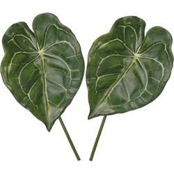 2x Groene Anthurium tak 67 cm - Kunstbloemen