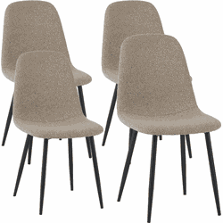 Set van 4 Scandinavische Eetkamerstoelen Latte Bouclé Stof Swift - Zonder Armleuningen