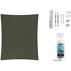 Compleet pakket: Shadow Comfort rechthoek 2x3m Deep Grey met RVS Bevestigingsset en buitendoek reiniging