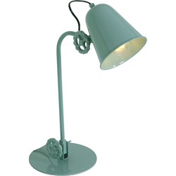 Retro Tafellamp - Anne Light & Home - Metaal - Retro - E27 - L: 19cm - Voor Binnen - Woonkamer - Eetkamer - Groen