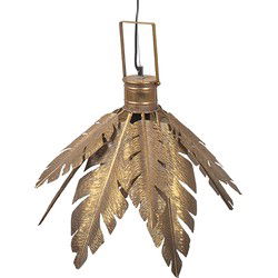 Clayre & Eef Hanglamp Bladeren Ø 45x31 cm  Goudkleurig Metaal Hanglamp Eettafel