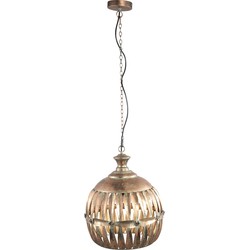 PTMD Ixavi Gold iron hanging lamp knotted look shade