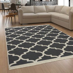 Laagpolig Skalima Scandi Kelim - Antraciet - 200x280 cm