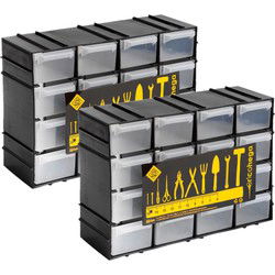 Sorteerbakjes - 2x - 16 lades - 22 x 8 x 15 cm - ophangbaar - Opbergbox