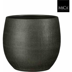Mica Decorations Bloempot Porto - 26.5x26.5x27 cm - Terracotta - Metallic,Antraciet