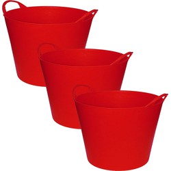 3x stuks rode flexibele opbergmand/emmer 42 liter - Wasmanden