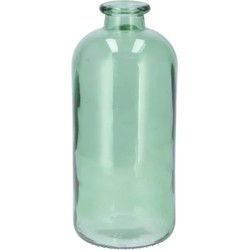 DK Design Bloemenvaas fles model - helder gekleurd glas - zeegroen - D11 x H25 cm - Vazen