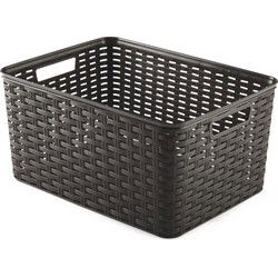 Plasticforte Opbergmand - Kastmand - rotan kunststof - choco brown - 18 Liter - 29 x 39 x 20 cm - Opbergmanden