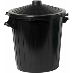 Afvalemmer/afvalbak zwart met deksel 80 liter - Prullenbakken
