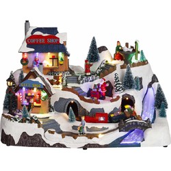 Luville Treinstation Kerstdorp - 39.5x27x26 cm - Polyresin