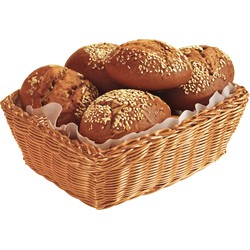 Kesper Brood/fruit mandje - gevlochten kunststof - lichtbruin - rechthoek - L28 x B20 x H11 cm - broodmandjes - broodmand