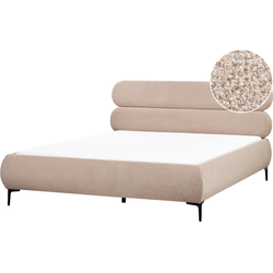 LESSAY - Tweepersoonsbed - Taupe - 180 x 200 cm - Bouclé