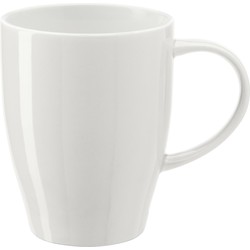 Bellatio Design Koffie mokken/bekers Paris - 1x - porselein - met oor - ivoor wit - 350 ml - Bekers