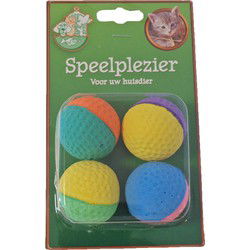 Kattenspeelgoed blister a 4 sponsballen 2 kleuren
