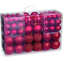 100x Rode kunststof kerstballen 3/4/6 cm - Kerstbal