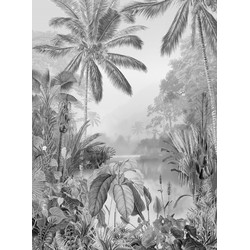 Sanders & Sanders fotobehang tropisch meer grijs - 200 x 270 cm - 612401