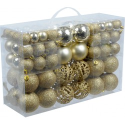2x set van 100x voordelige gouden kerstballen 3, 4 en 6 cm - Kerstbal