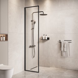 Badplaats Douchewand Georgia 40 x 200 cm - Zwart – Inloopdouche 8 mm Veiligheidsglas